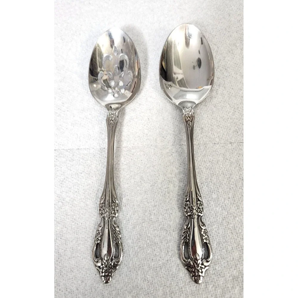 Oneida Distinction Deluxe RAPHAEL Stainless Serving Spoons 2 pcs - 1 slotted